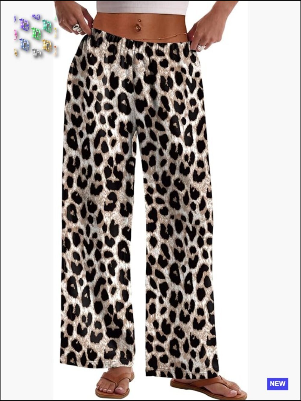 Wide Leg Palazzo Pants Elastic Waist Trousers with Pockets Flow Y2K Boho